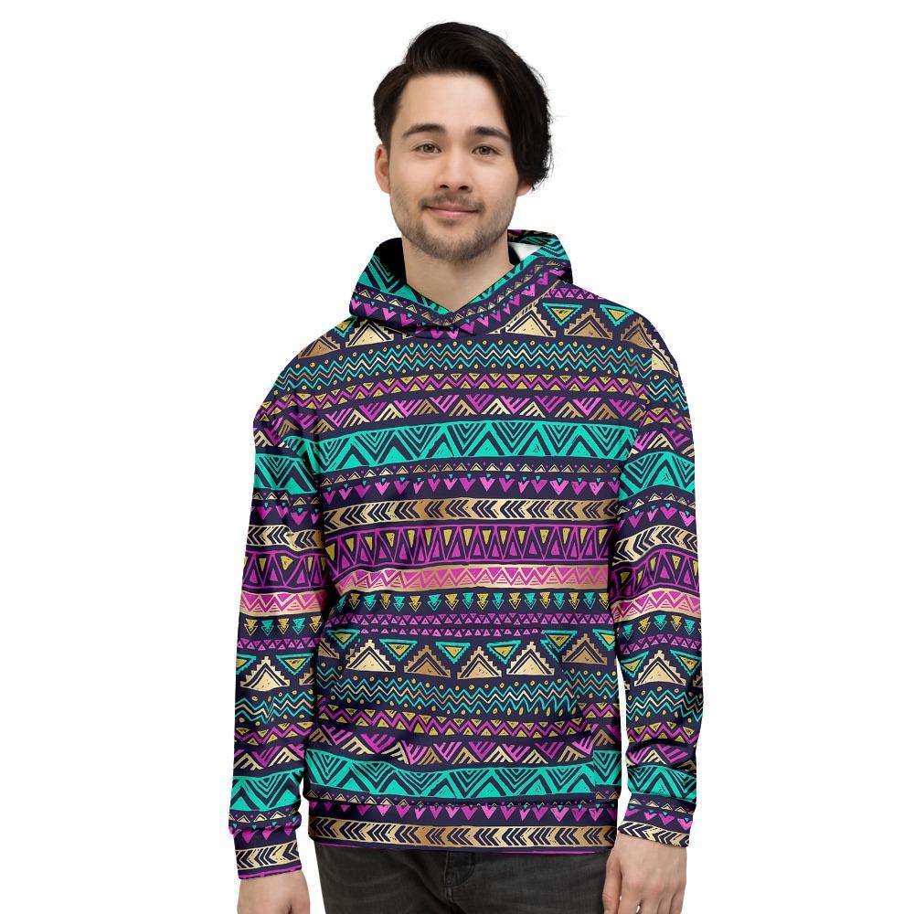 Multicolor Native Aztec Doodle Mens Full Size Hoodie
