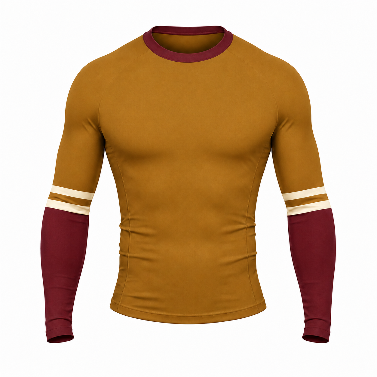 Double Stripe Orange Customizable Long Sleeve Compression Shirt front customization preview