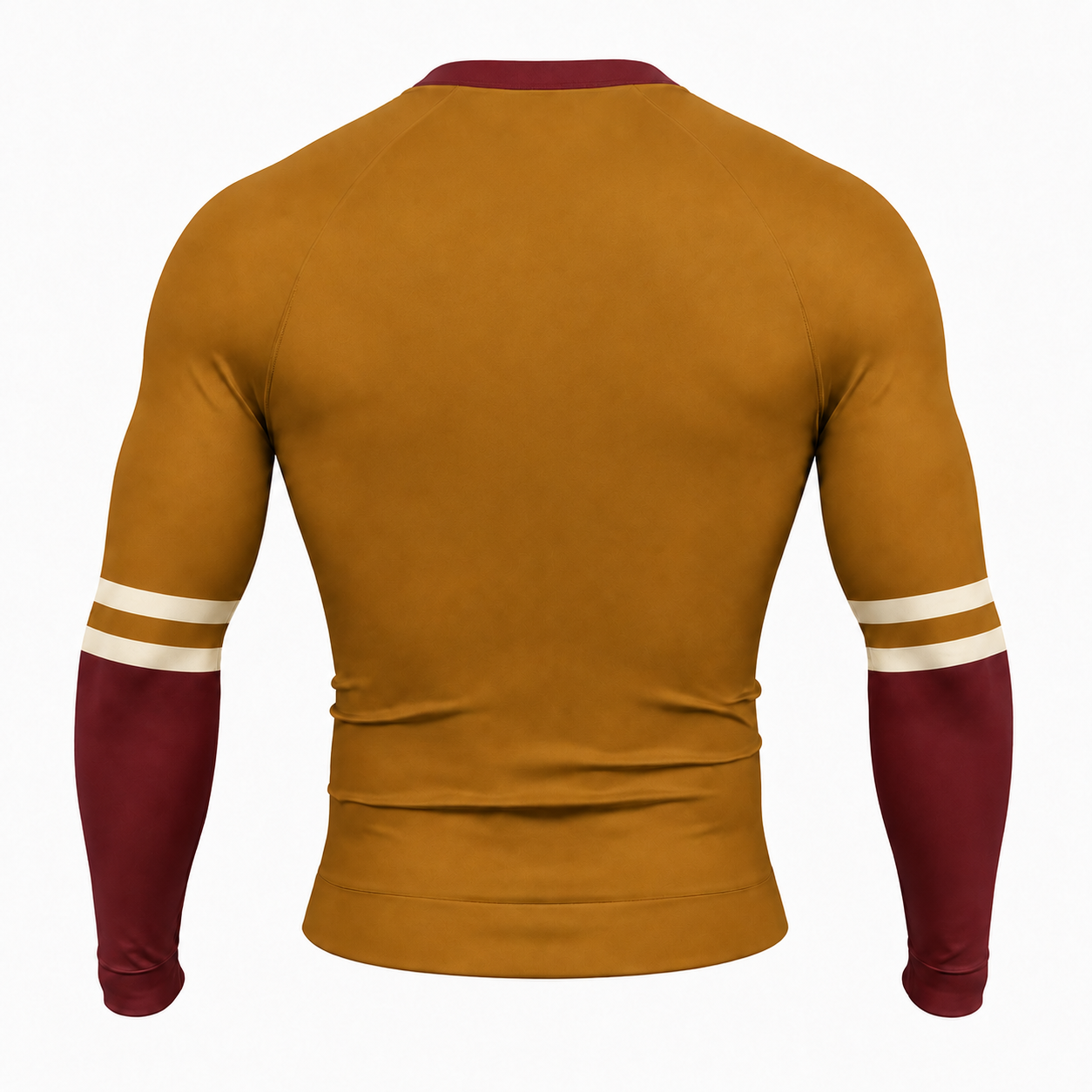 Double Stripe Orange Customizable Long Sleeve Compression Shirt back customization preview