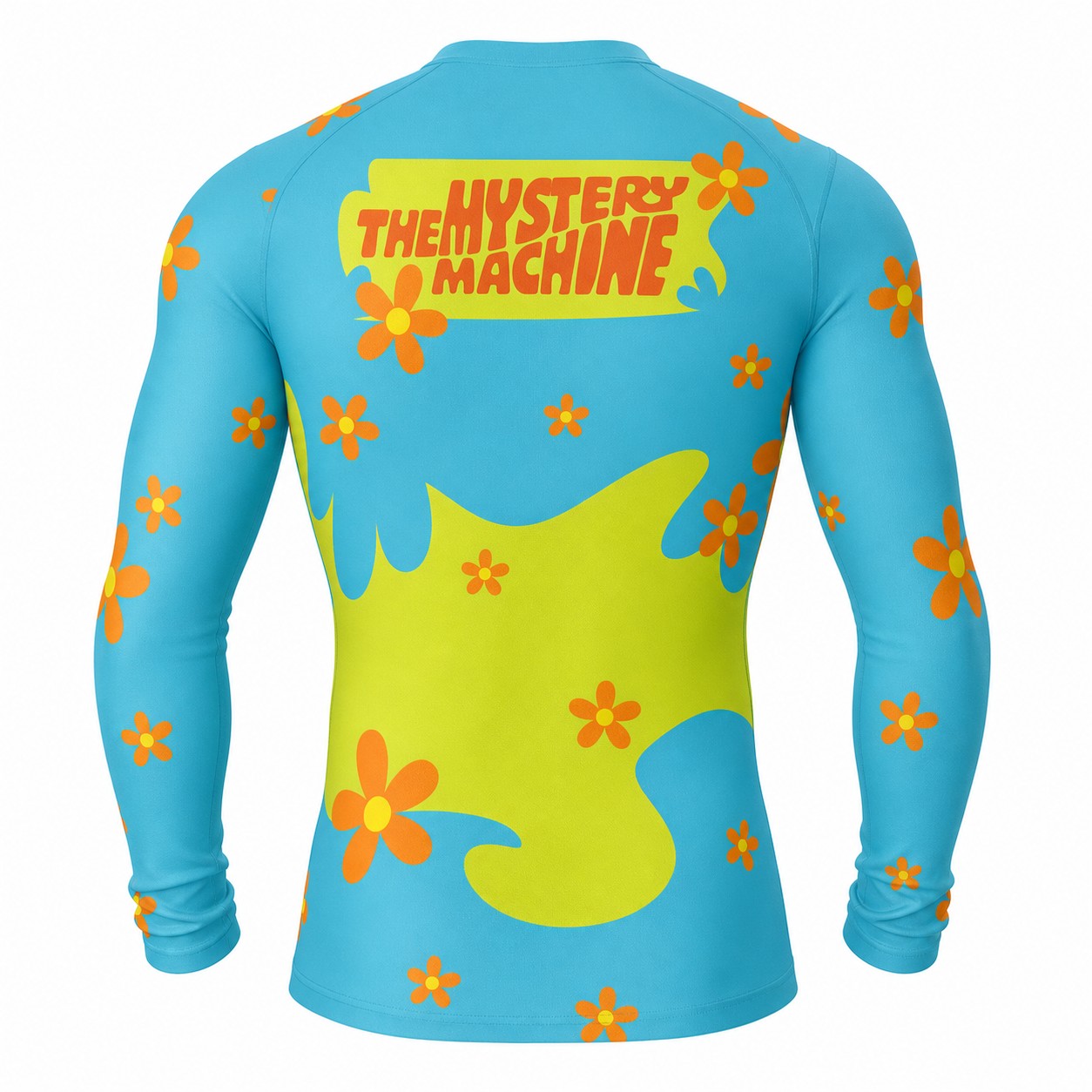 Mystery Machine Pattern Scooby Doo Blue Yellow Long Sleeve Compression Shirt
