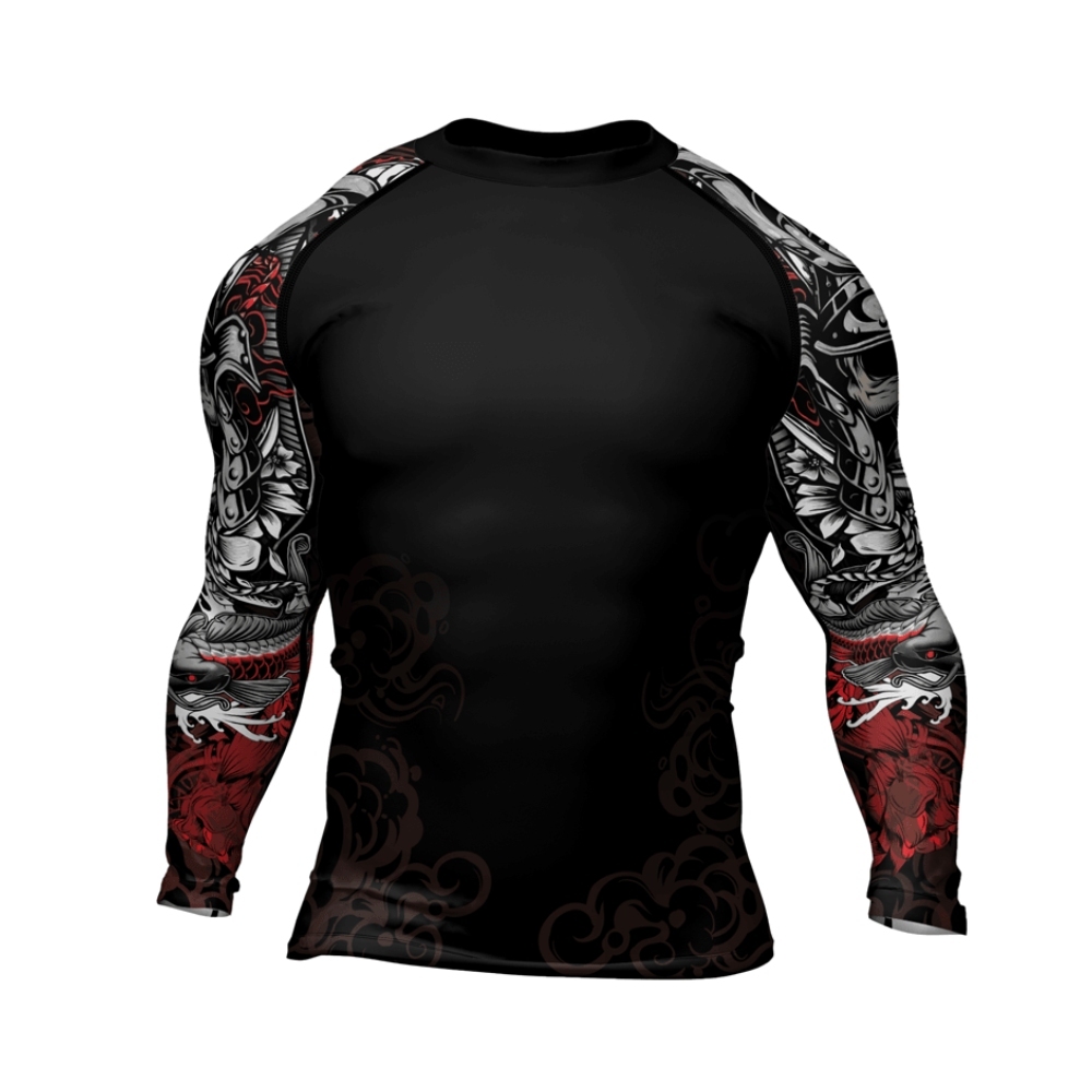 Mystic Skull Samurai Mens Long Sleeve Compression Shirt