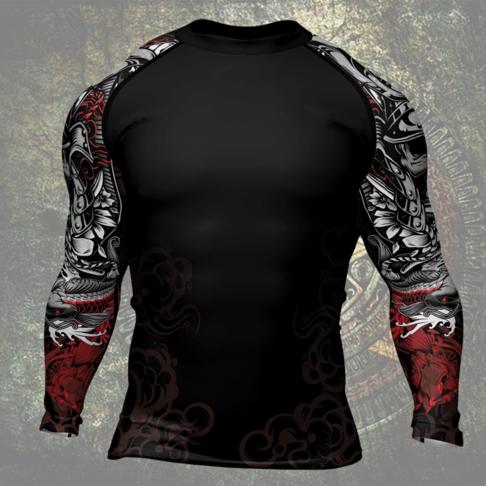 Mystic Skull Samurai Mens Long Sleeve Compression Shirt