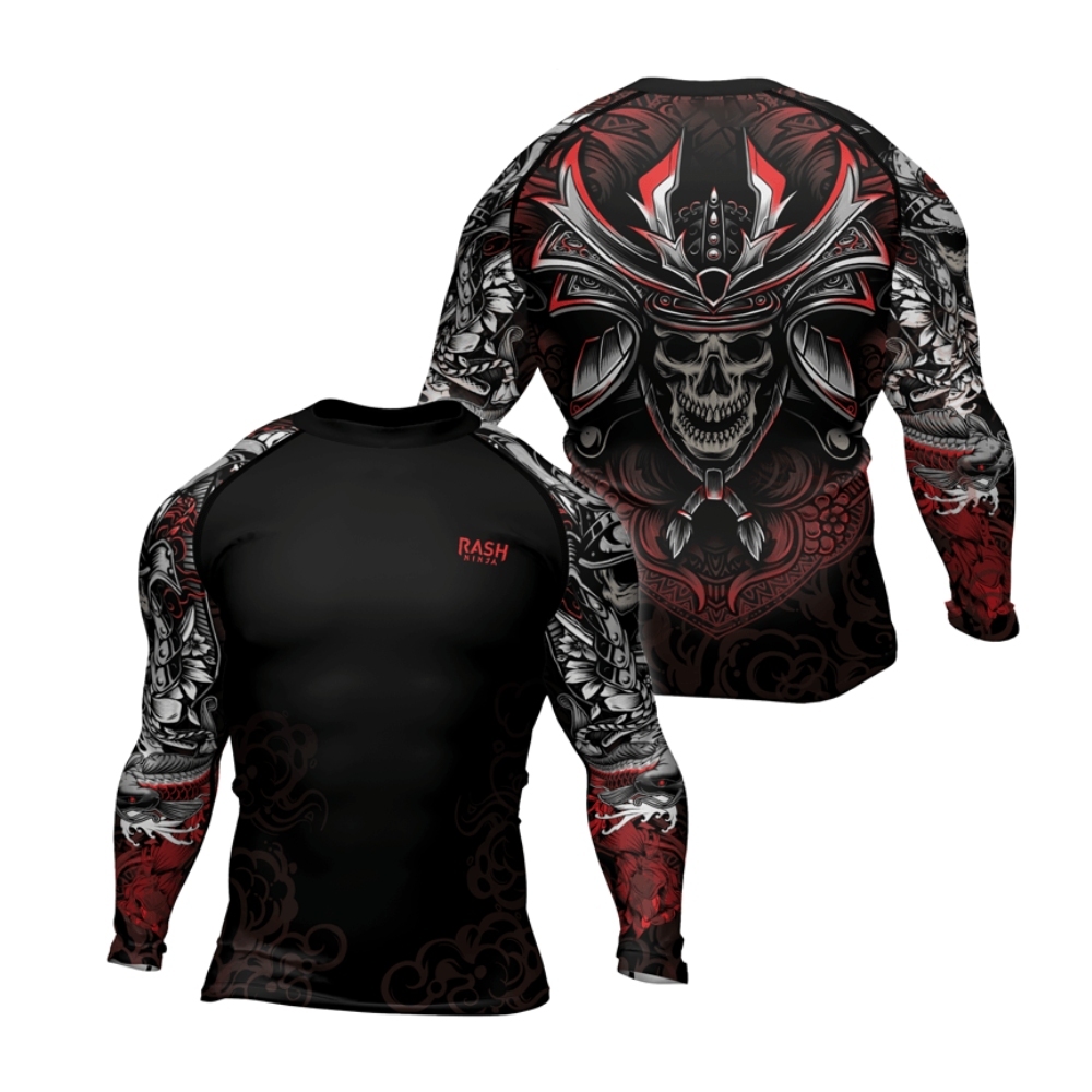 Mystic Skull Samurai Mens Long Sleeve Compression Shirt