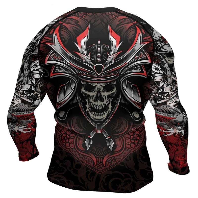 Mystic Skull Samurai Mens Long Sleeve Compression Shirt