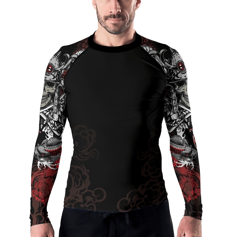 Mystic Skull Samurai Mens Long Sleeve Compression Shirt