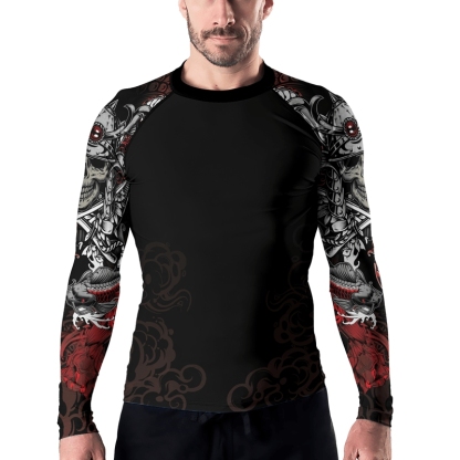 Mystic Skull Samurai Mens Long Sleeve Compression Shirt