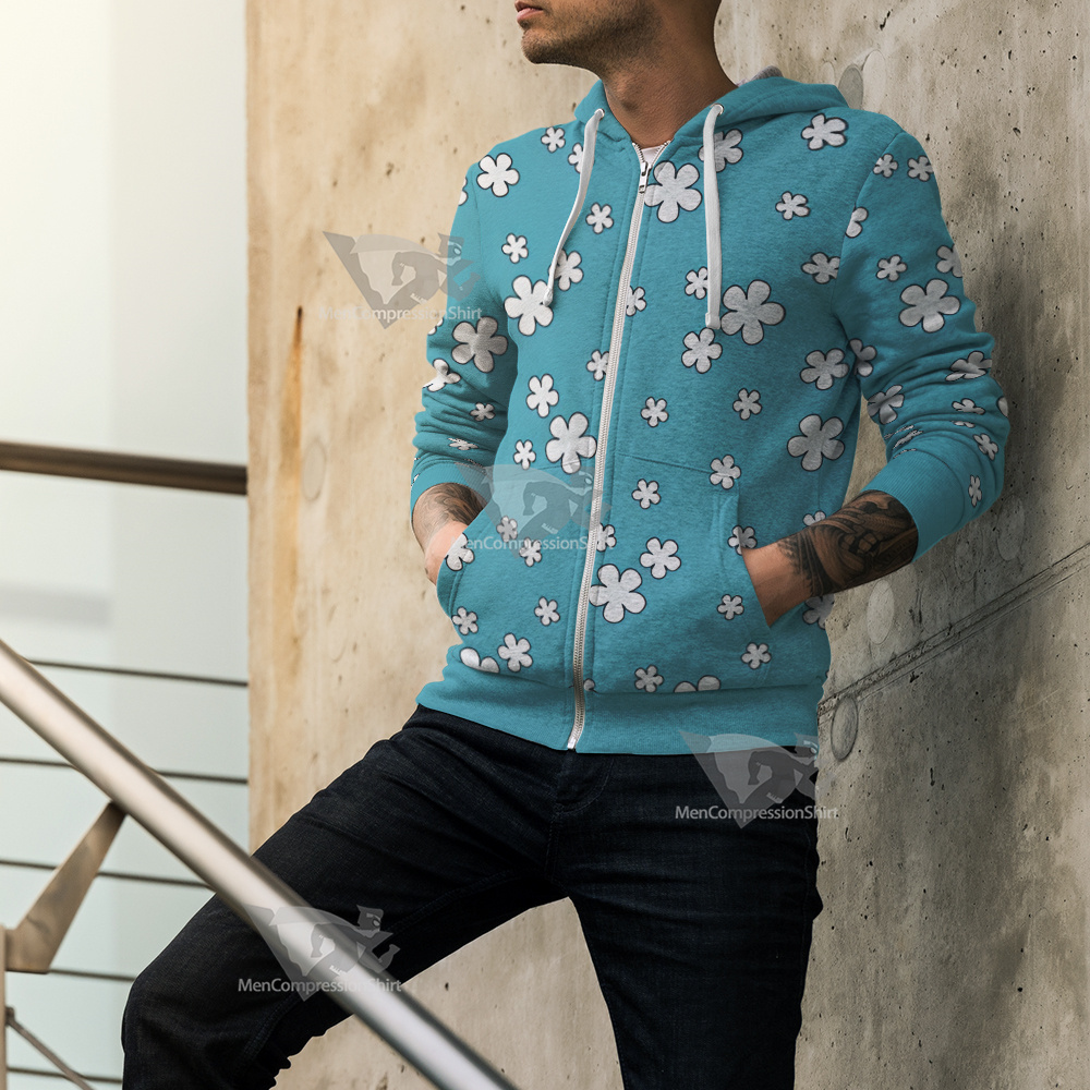 Nami Kimono Blue Flower Cosplay Zip Up Hoodie