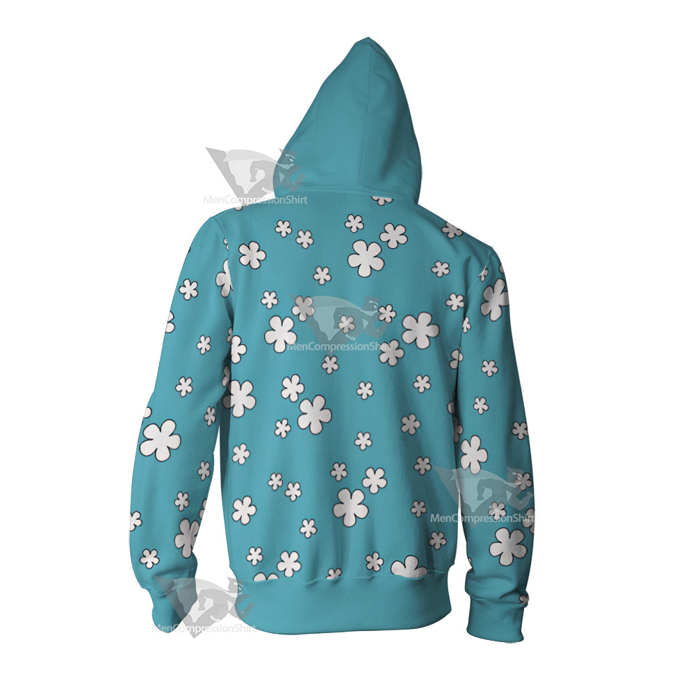 Nami Kimono Blue Flower Cosplay Zip Up Hoodie