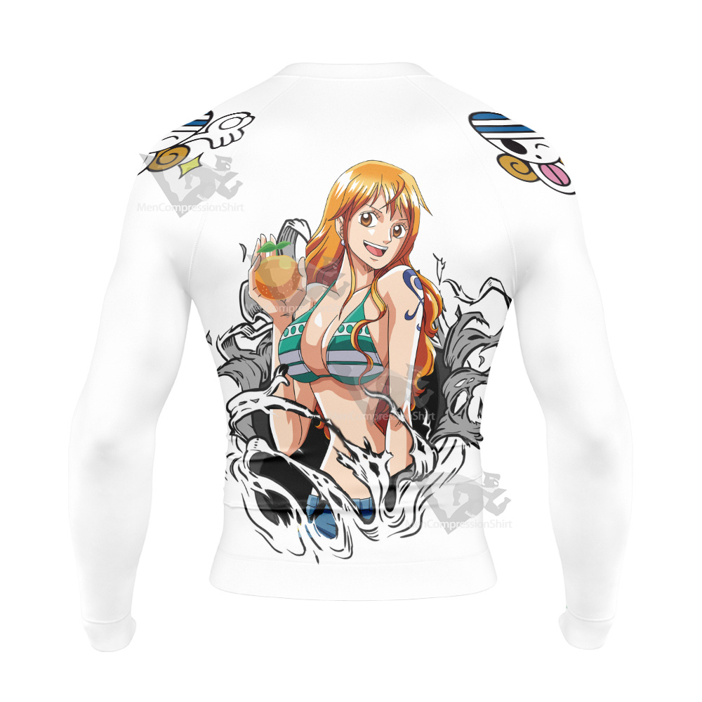 Nami One Piece White Long Sleeve Compression Shirt