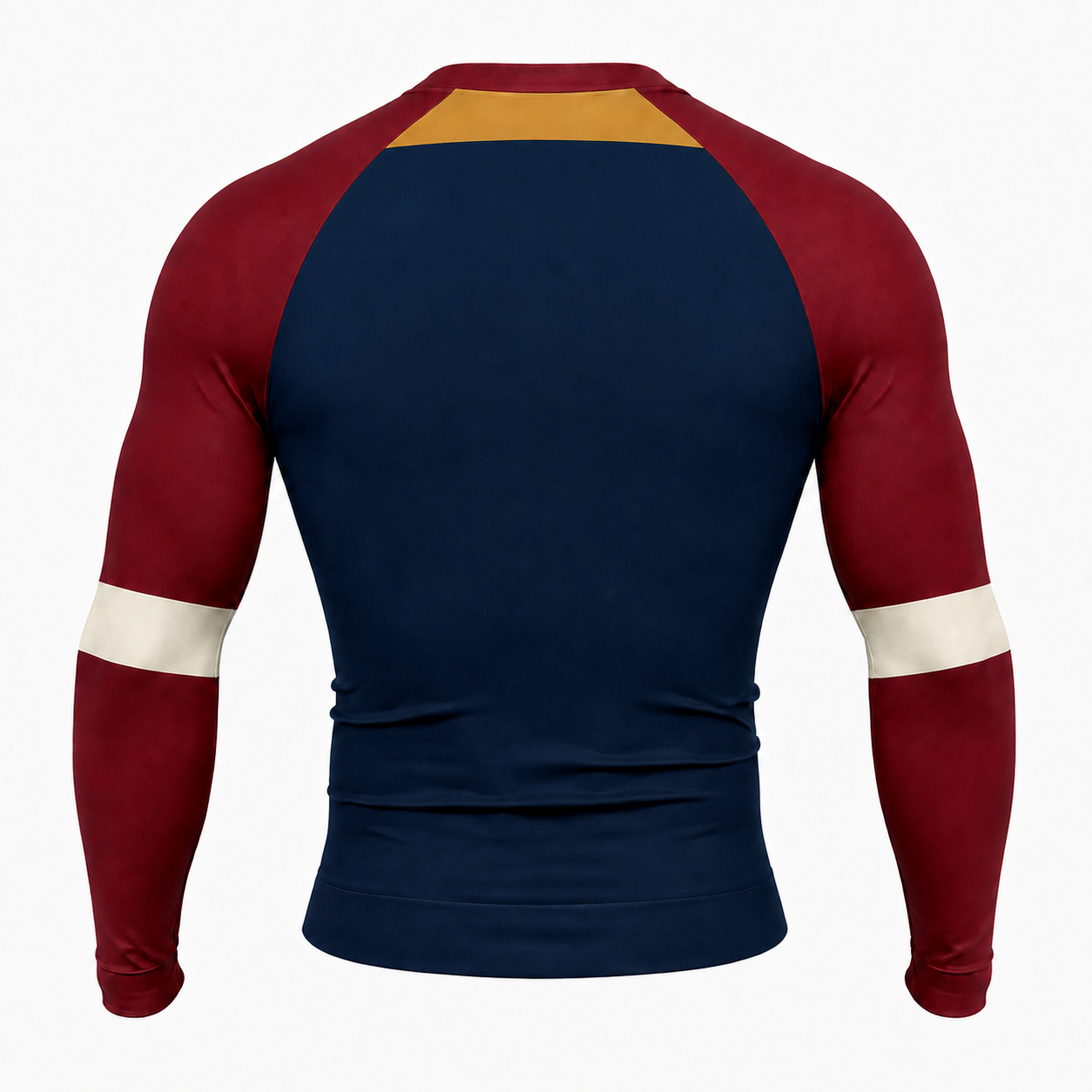 Raglan Chest Panel Navy Customizable Long Sleeve Compression Shirt back customization preview