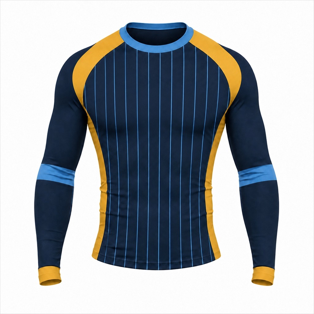 Energetic Navy Customizable Long Sleeve Compression Shirt front customization preview