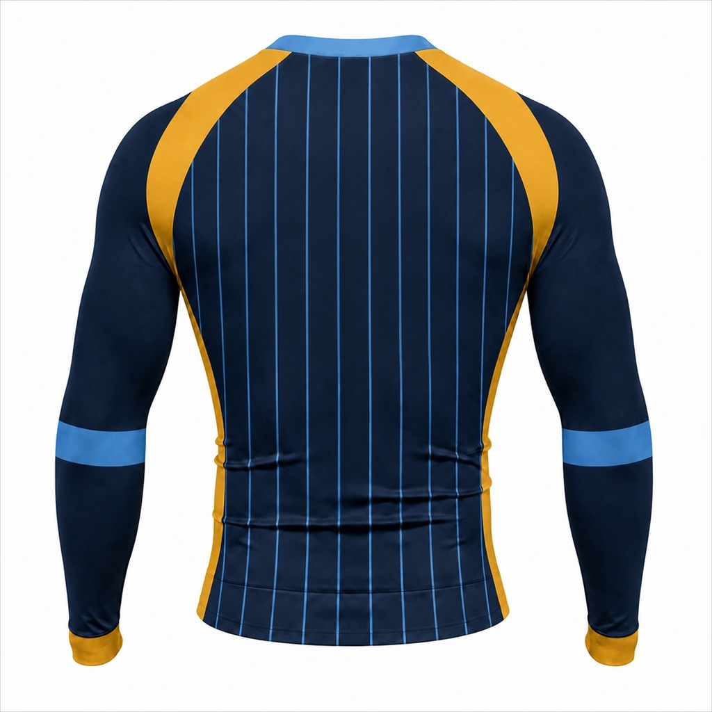 Energetic Navy Customizable Long Sleeve Compression Shirt back customization preview