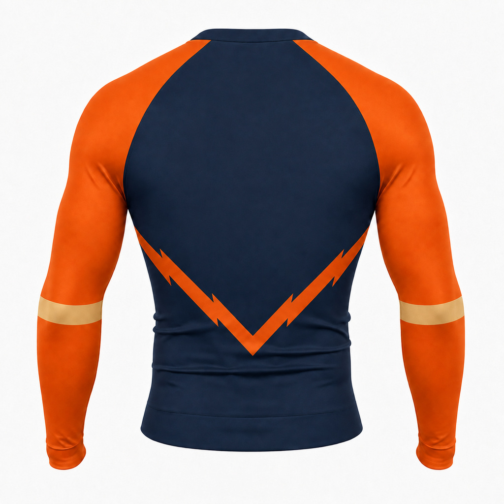 Lightning Chevron Navy Customizable Long Sleeve Compression Shirt back customization preview