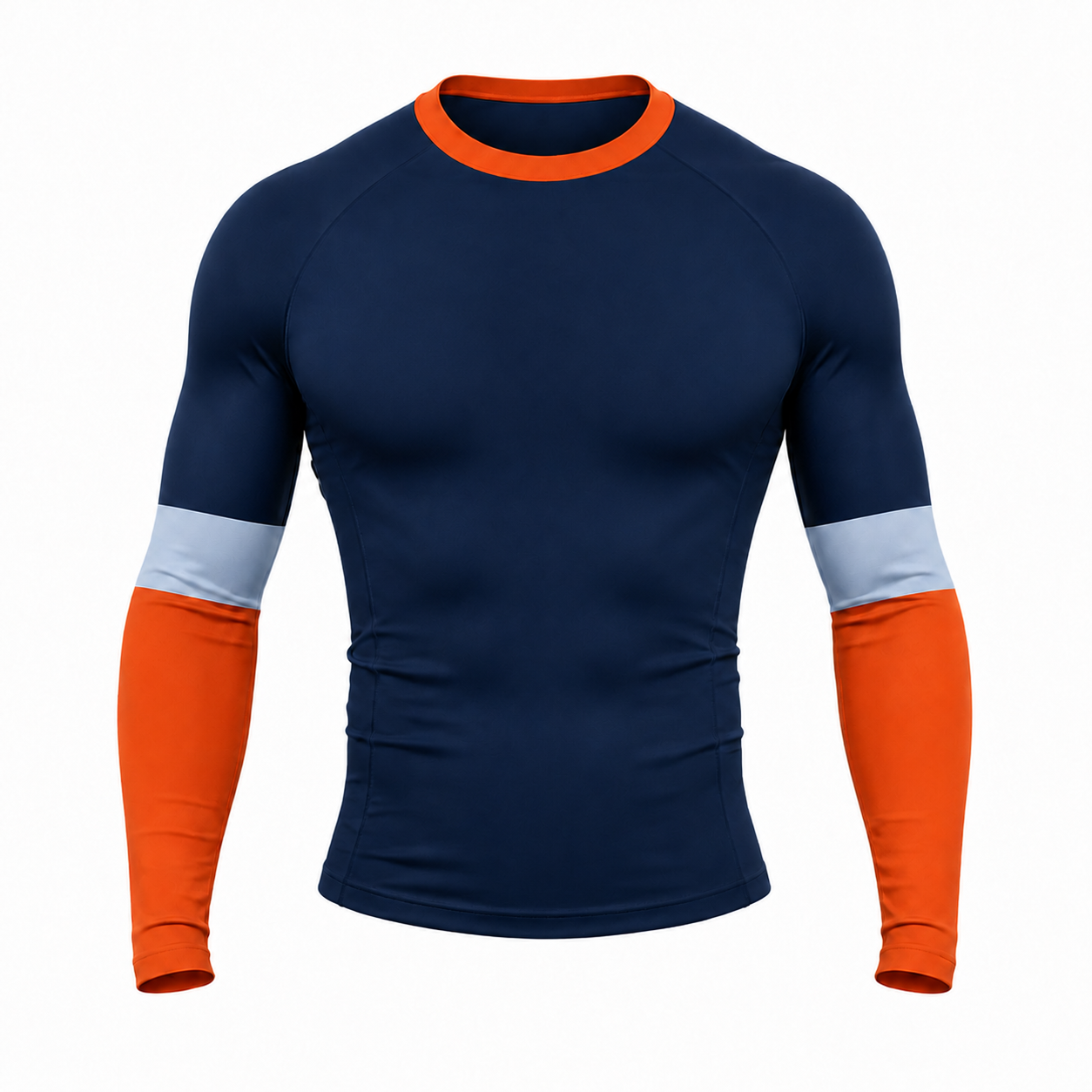 Sleeve Block Navy Customizable Long Sleeve Compression Shirt front customization preview
