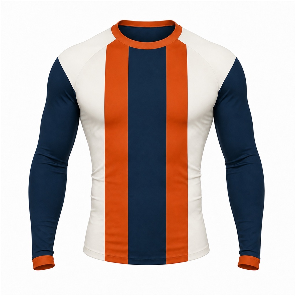 Pearl Tailored Navy Customizable Long Sleeve Compression Shirt front customization preview