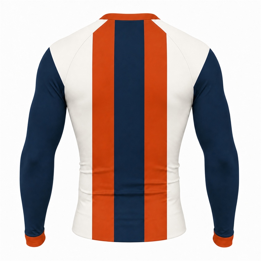 Pearl Tailored Navy Customizable Long Sleeve Compression Shirt back customization preview