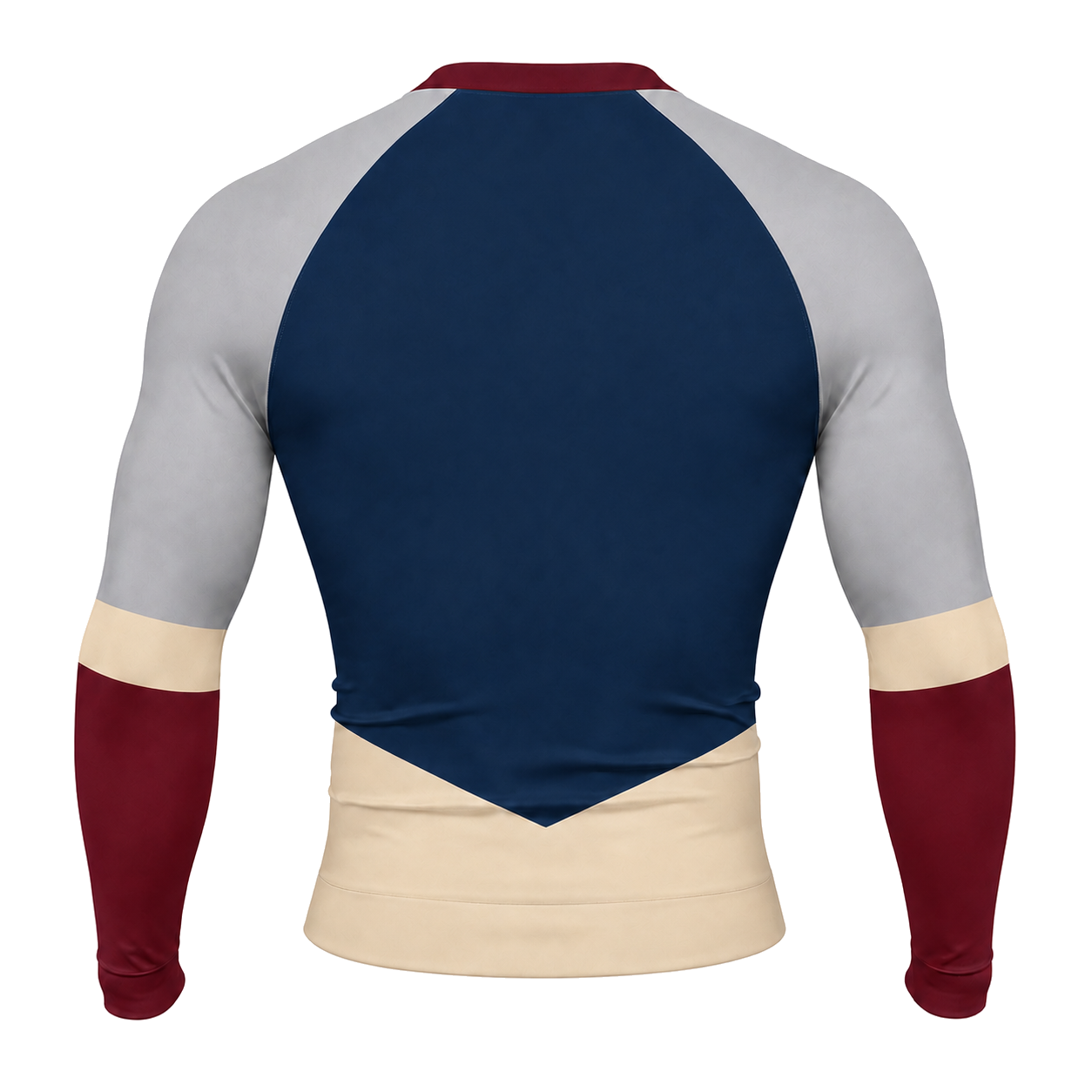 Chevron Waist Panel Navy Customizable Long Sleeve Compression Shirt back customization preview