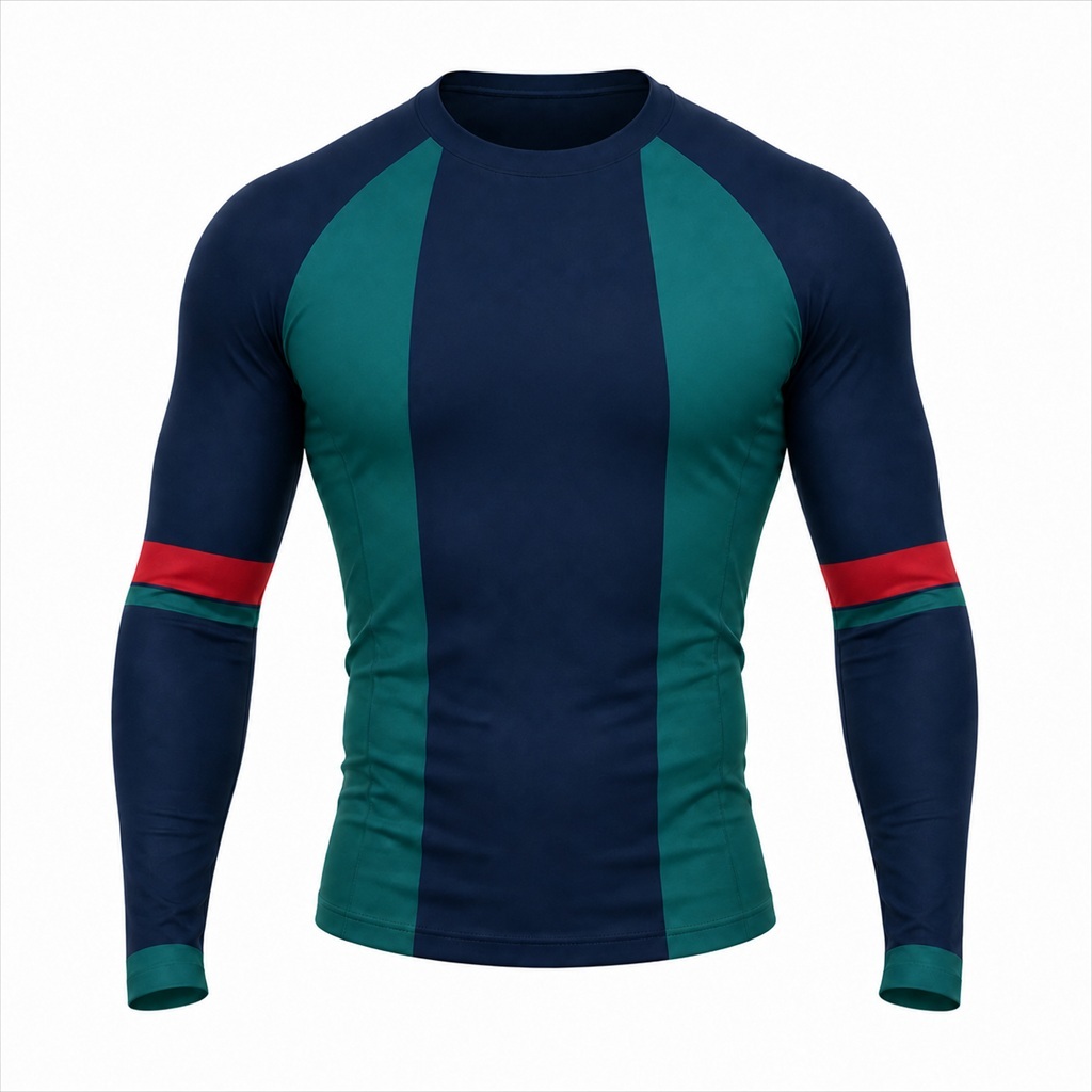 Dynamic Navy Customizable Long Sleeve Compression Shirt front customization preview