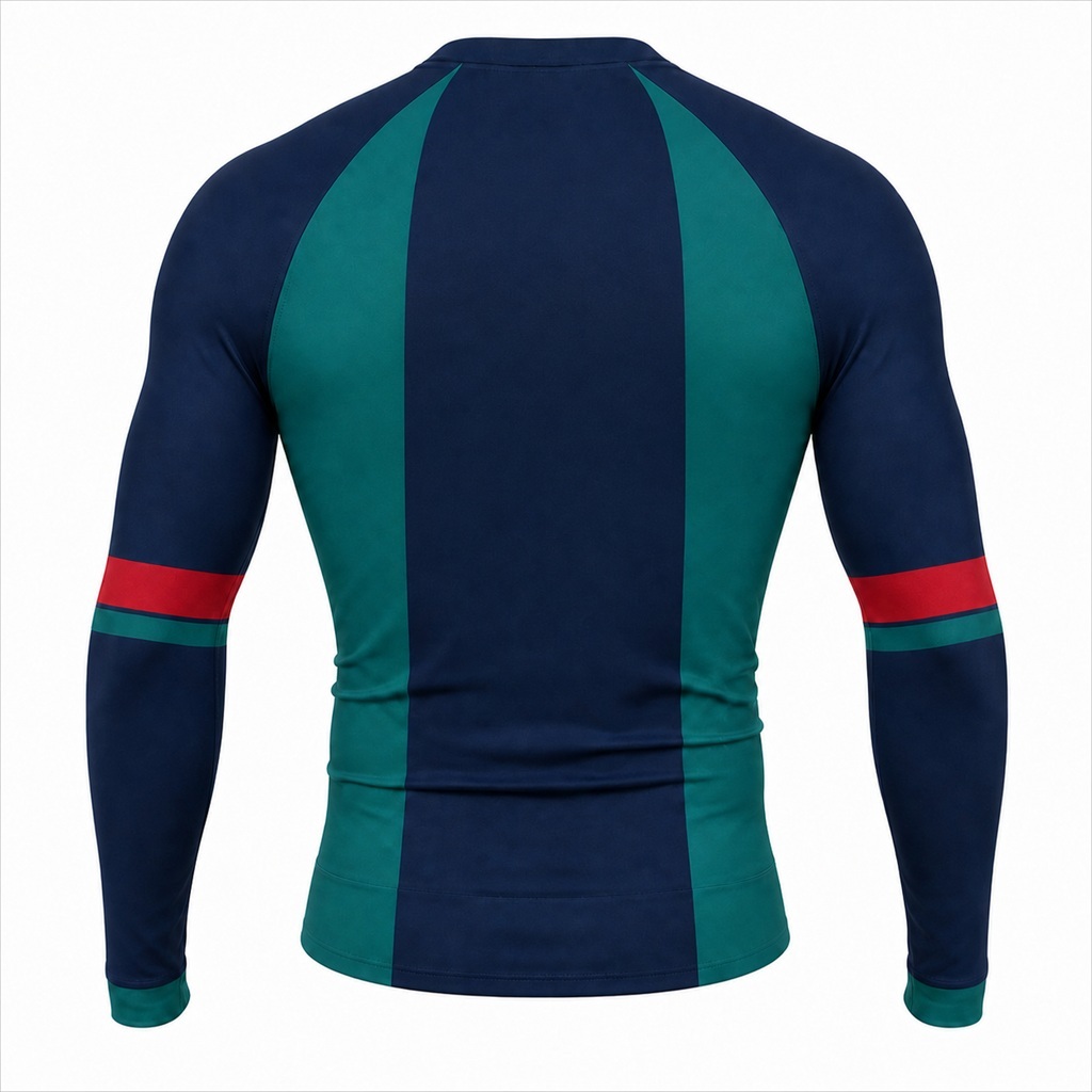 Dynamic Navy Customizable Long Sleeve Compression Shirt back customization preview