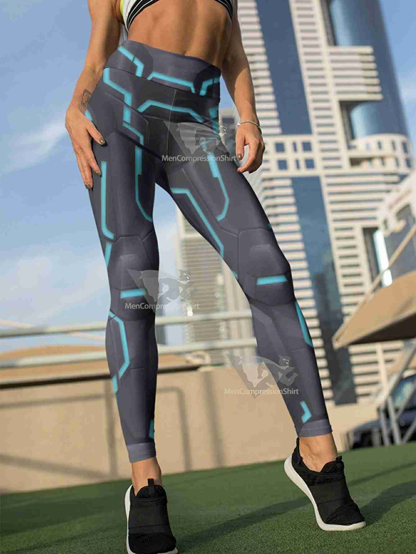 Neon Tech Iron Man Women Compression Leggings