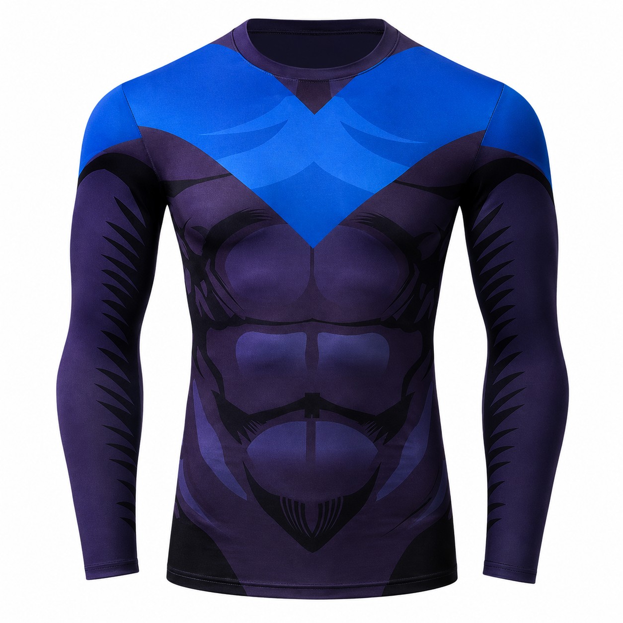 Nightwing Comic Blue Purple Long Sleeve Compression Shirt
