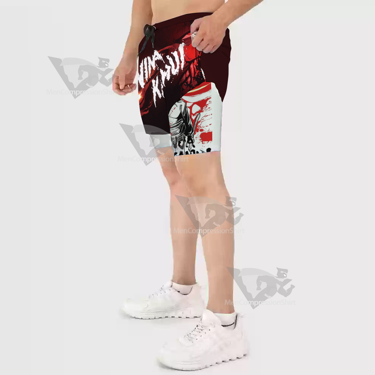 Ninja Kamui Red Men Compression Gym Short