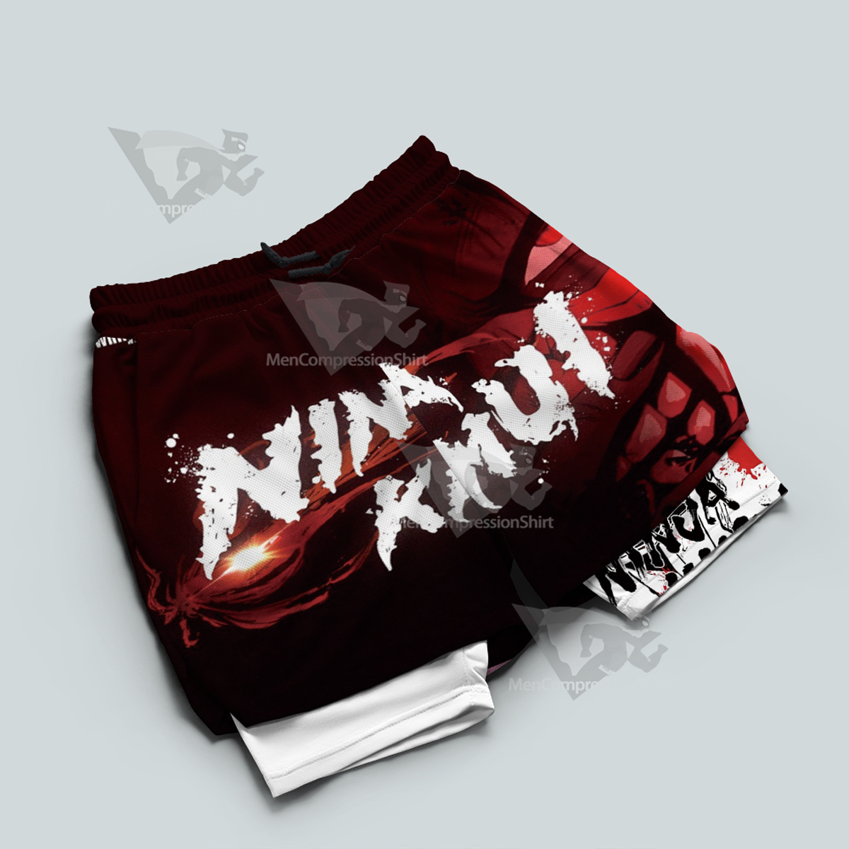 Ninja Kamui Red Men Compression Gym Short
