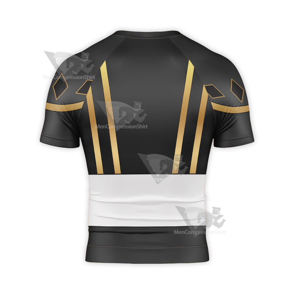 Ninja Rangers Black Ranger Cosplay Short Sleeve Compression Shirt