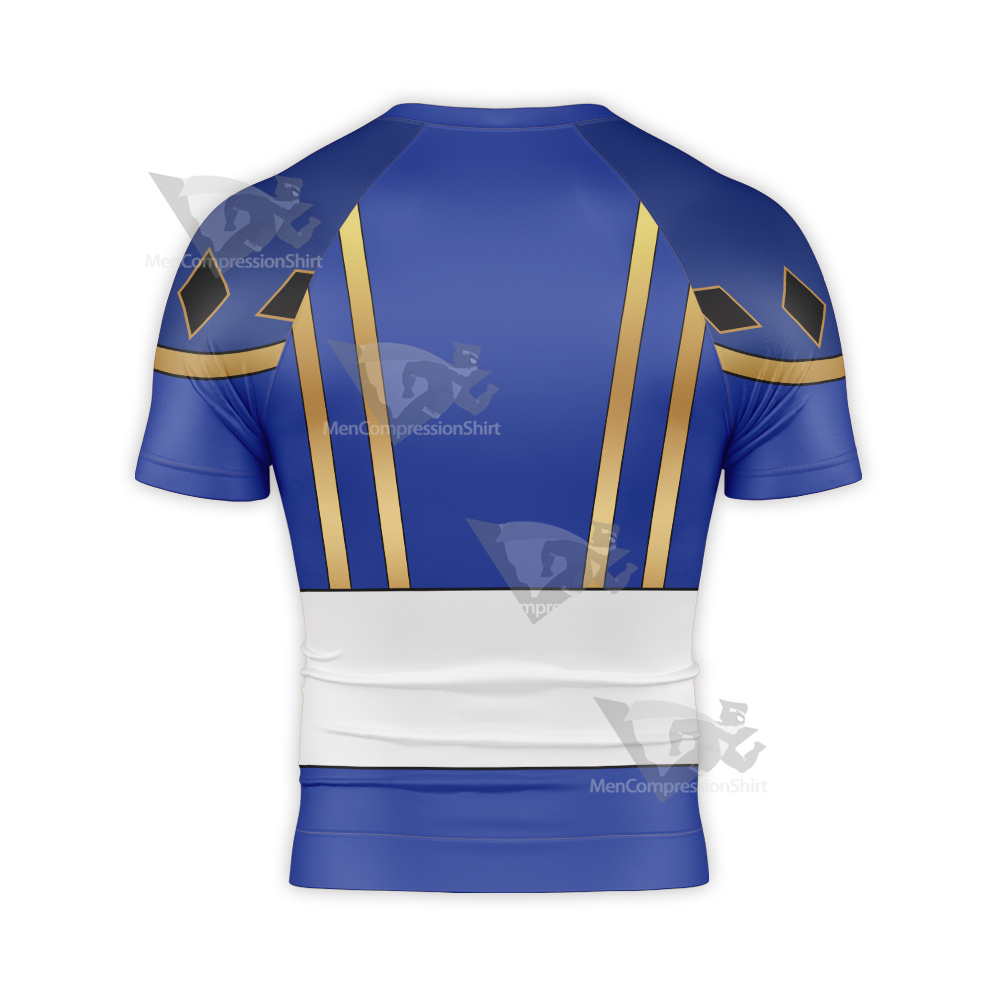 Ninja Rangers Blue Ranger Cosplay Short Sleeve Compression Shirt