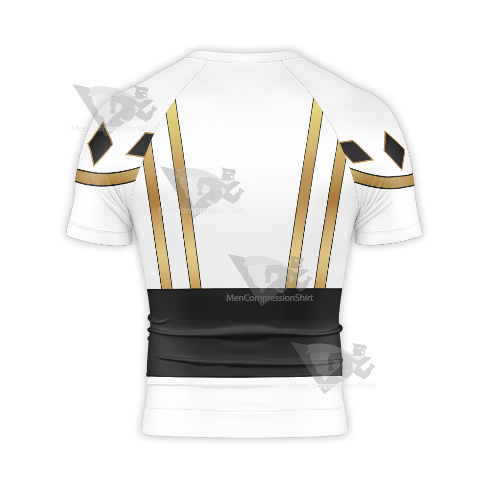 Ninja Rangers White Ranger Cosplay Short Sleeve Compression Shirt