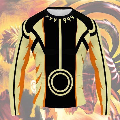 Nrt Uzumaki Bijuu Men Long Sleeve Compression Shirt