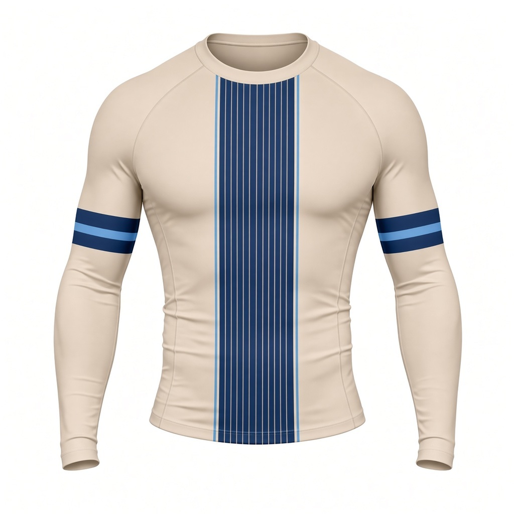 Oat Backstop Beige Customizable Long Sleeve Compression Shirt front customization preview