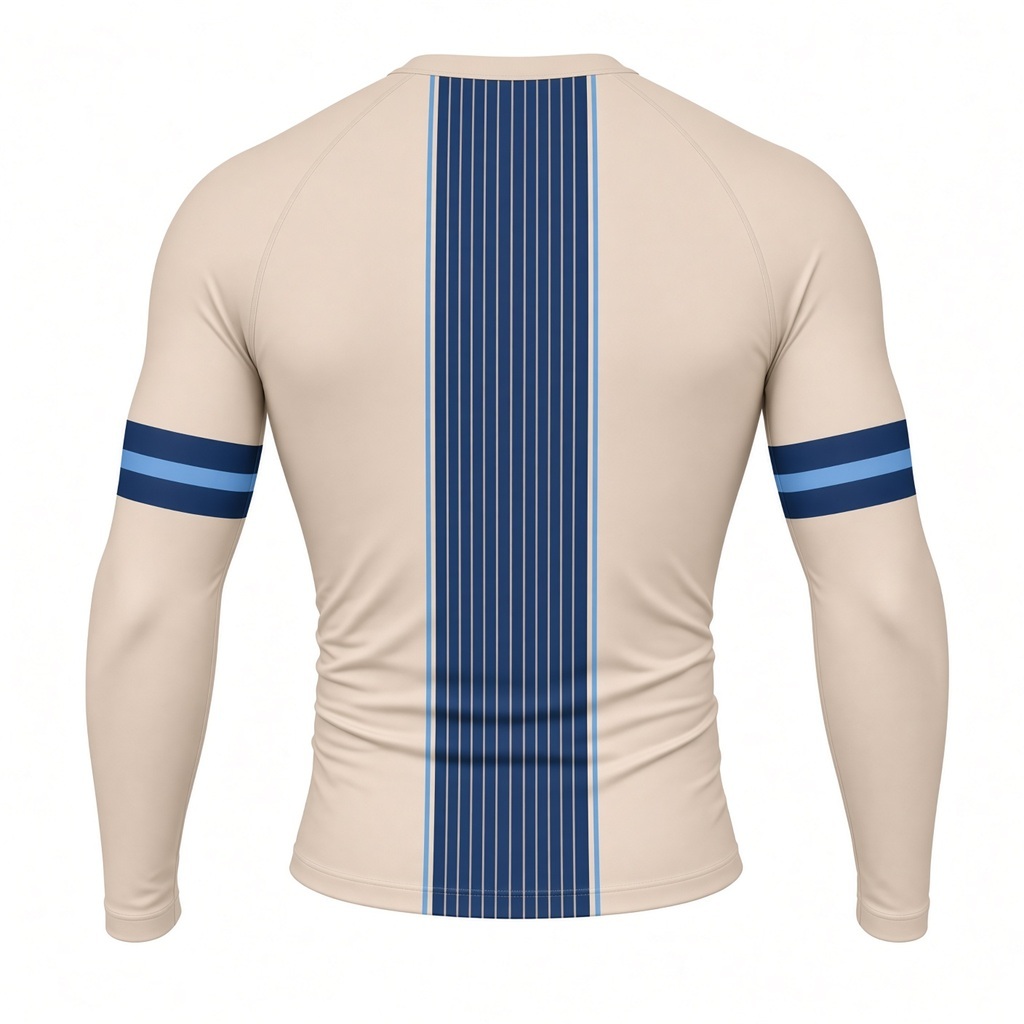 Oat Backstop Beige Customizable Long Sleeve Compression Shirt back customization preview