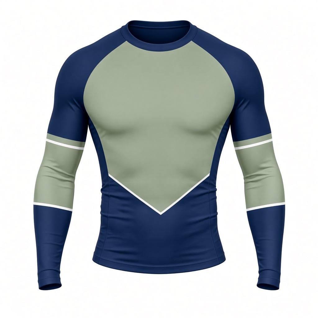 Ocean Sage Skyline Navy Customizable Long Sleeve Compression Shirt front customization preview