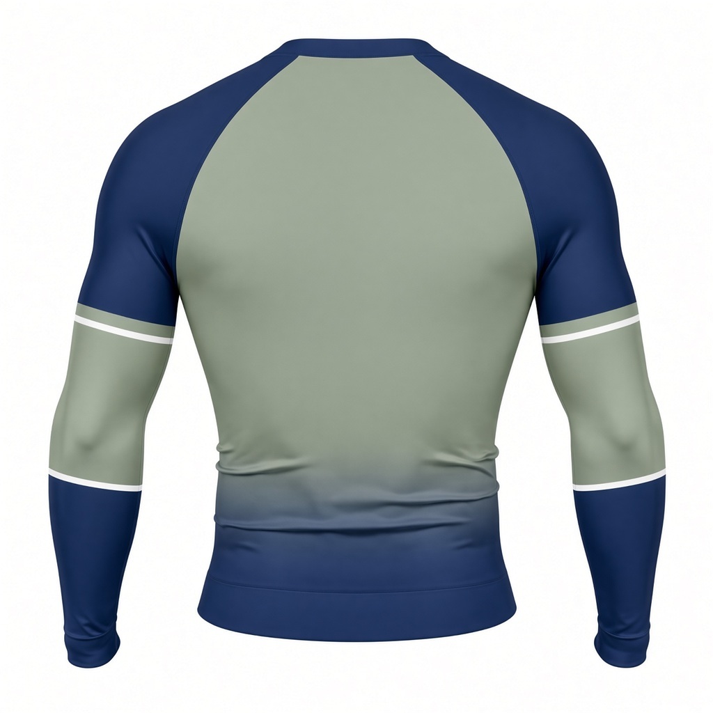 Ocean Sage Skyline Navy Customizable Long Sleeve Compression Shirt back customization preview