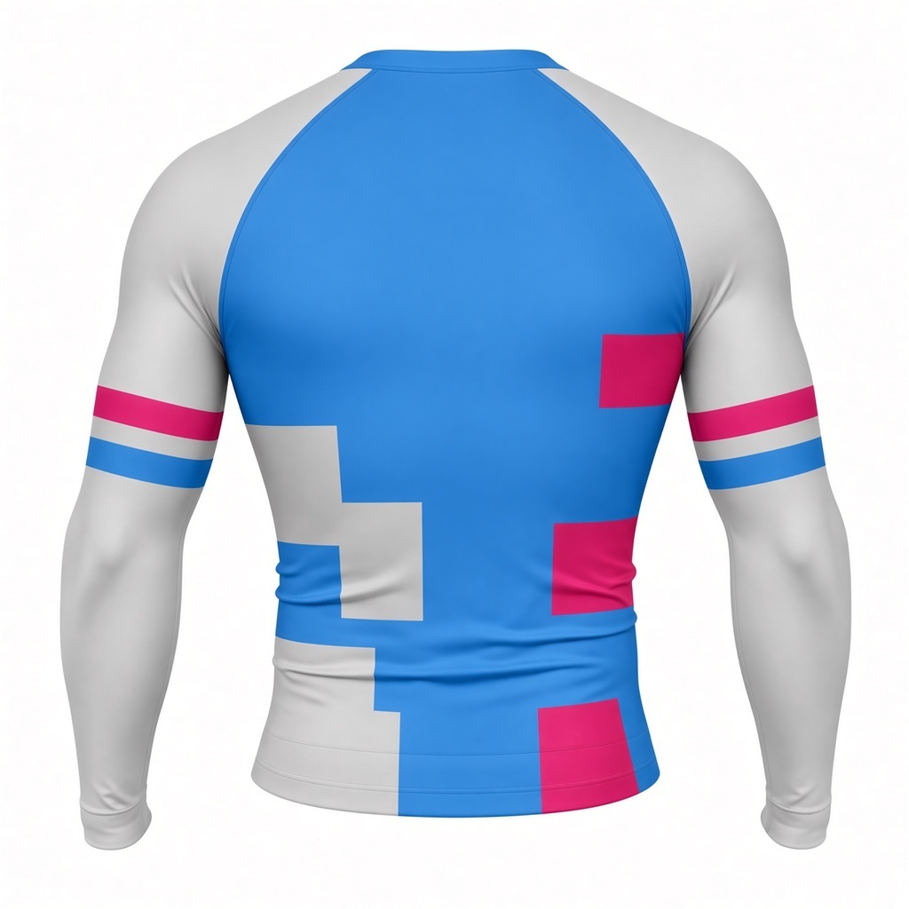 Ocean Clubline Cyan Customizable Long Sleeve Compression Shirt back customization preview