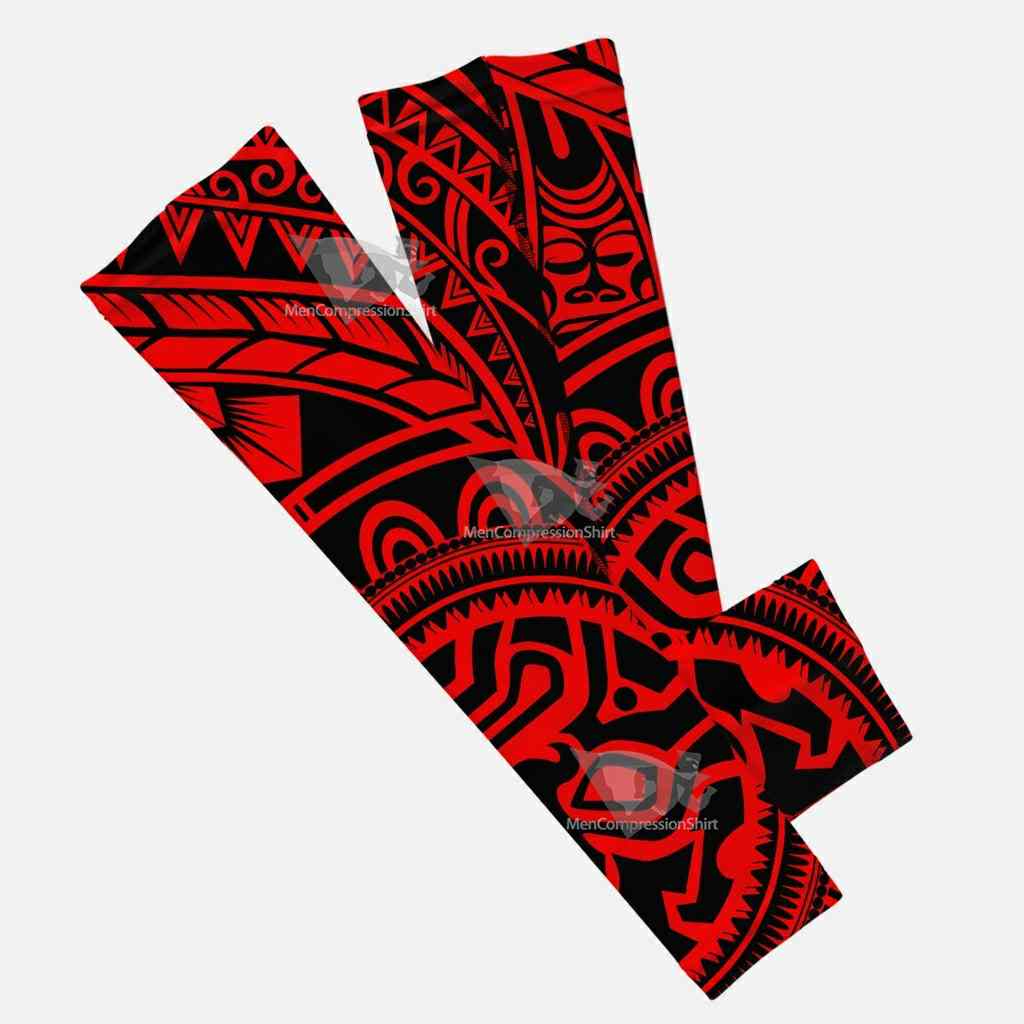 Oceanic Warrior Red Black Kids Arm Sleeve
