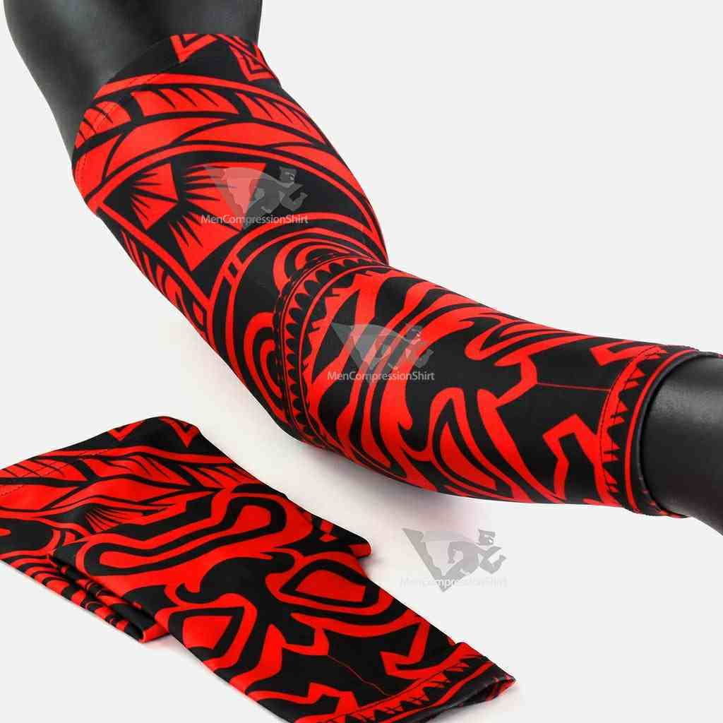 Oceanic Warrior Red Black Kids Arm Sleeve