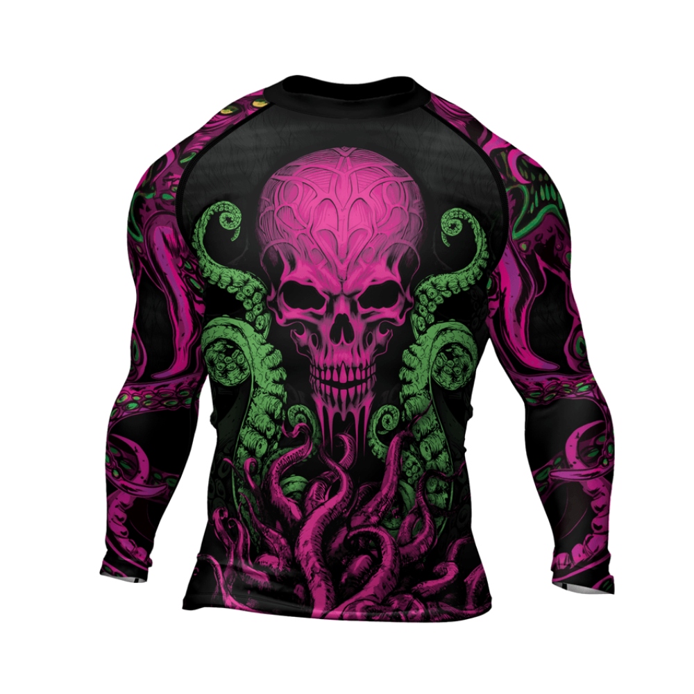 Octopus Skull Majesty Mens Long Sleeve Compression Shirt