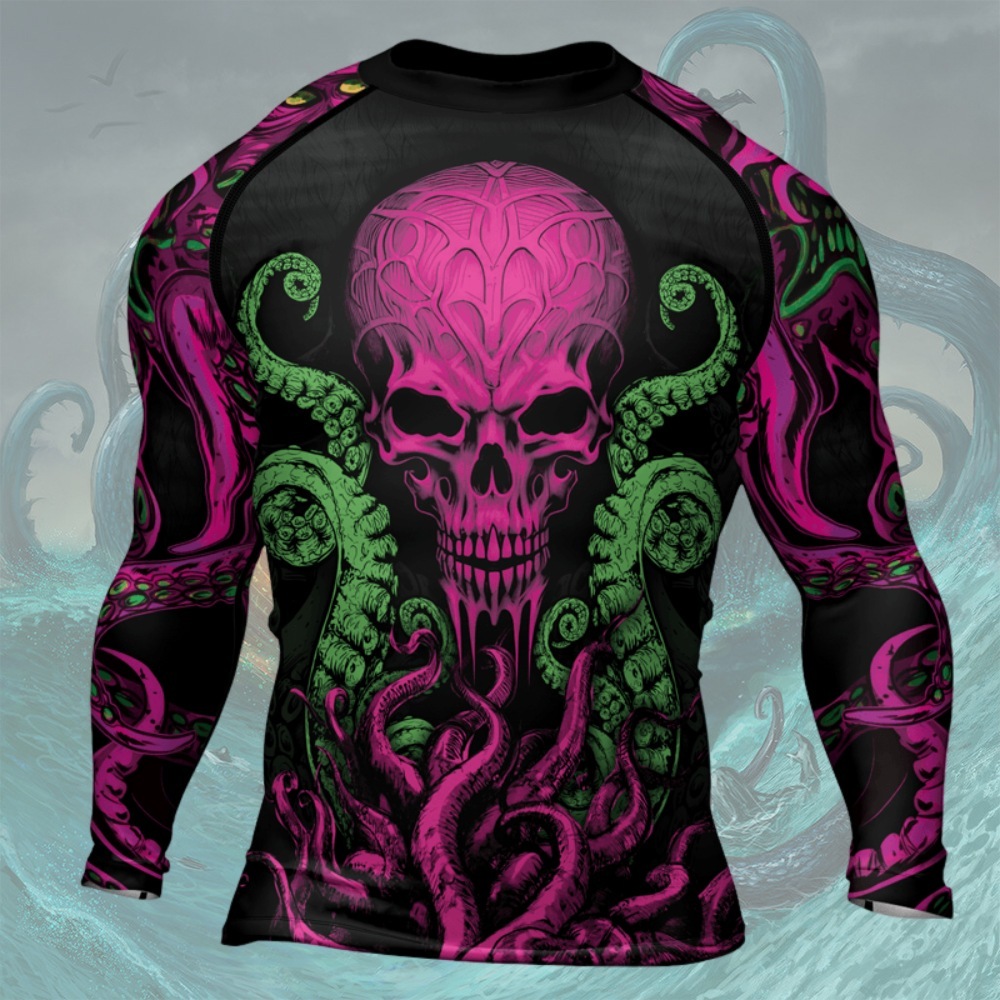 Octopus Skull Majesty Mens Long Sleeve Compression Shirt