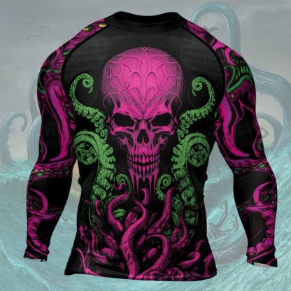 Octopus Skull Majesty Mens Long Sleeve Compression Shirt