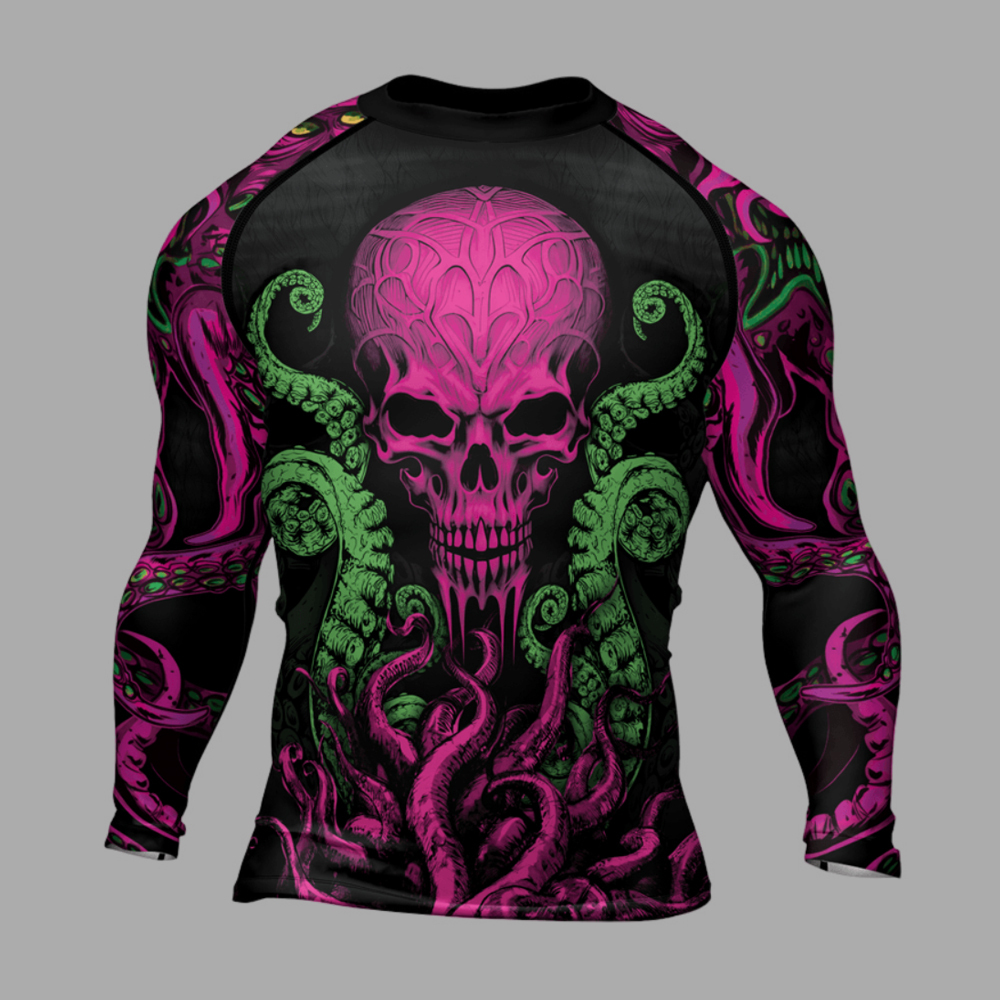 Octopus Skull Majesty Mens Long Sleeve Compression Shirt