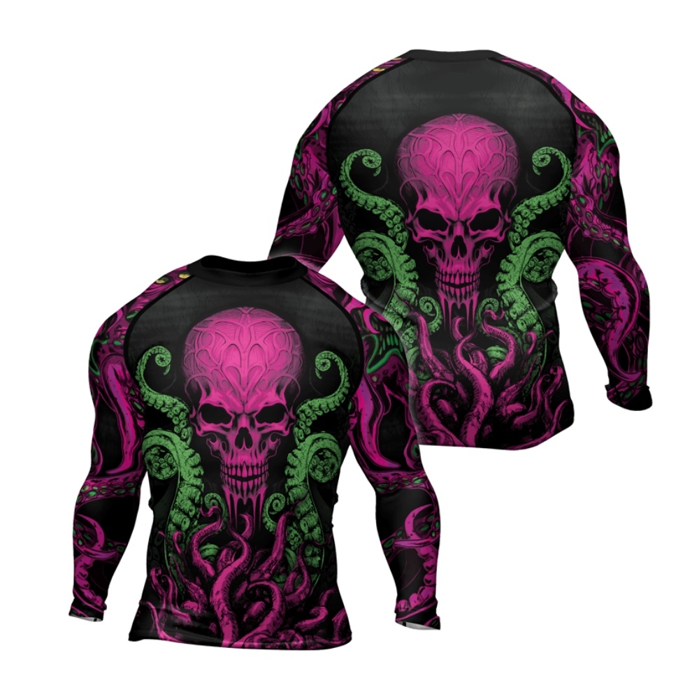 Octopus Skull Majesty Mens Long Sleeve Compression Shirt