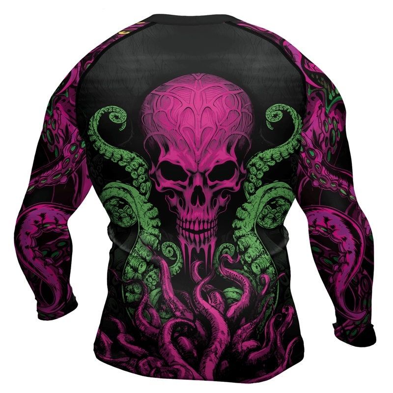 Octopus Skull Majesty Mens Long Sleeve Compression Shirt