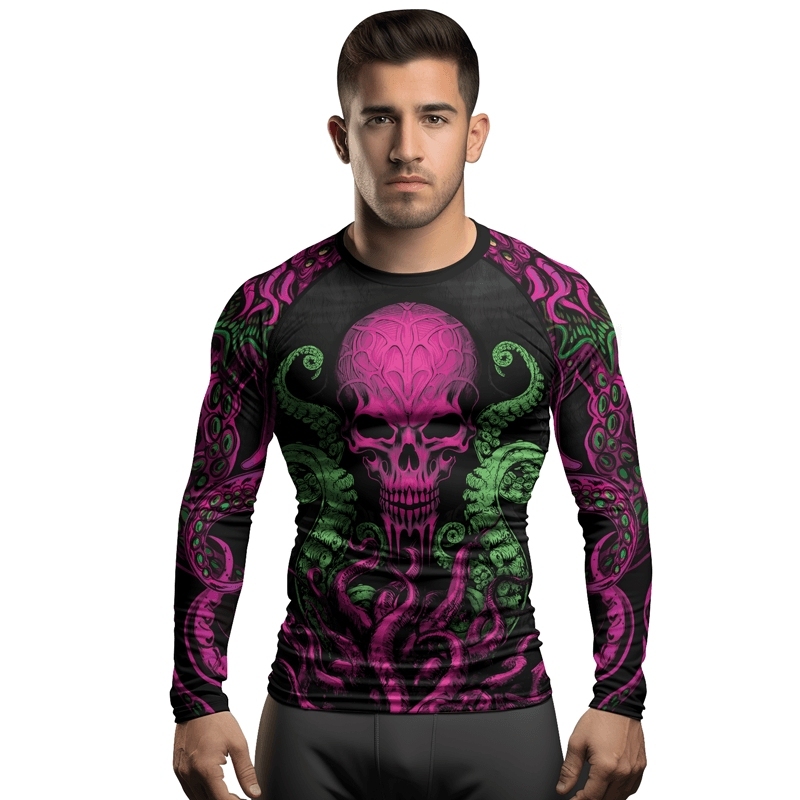 Octopus Skull Majesty Mens Long Sleeve Compression Shirt
