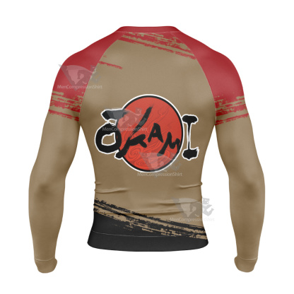 Okami Red Black Long Sleeve Compression Shirt