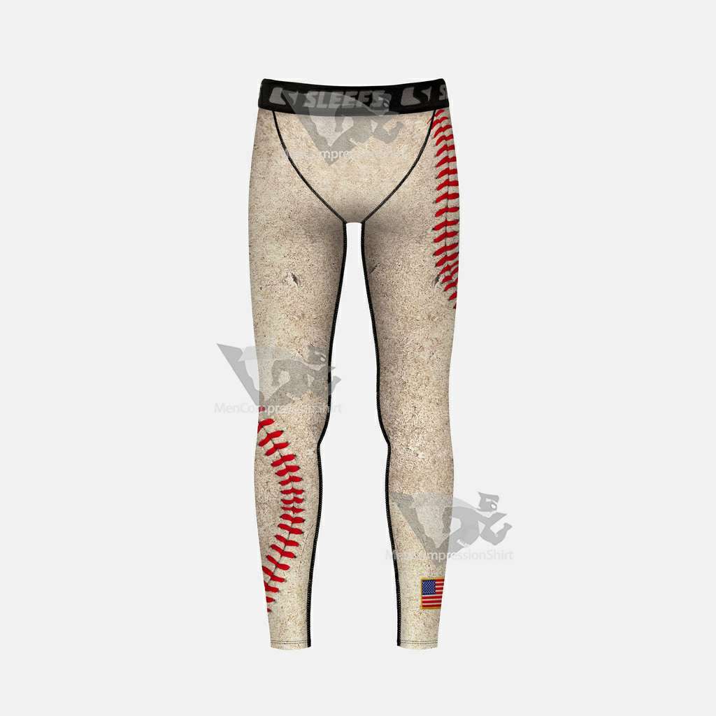 Old Baseball Kids Compression Tights Leggings