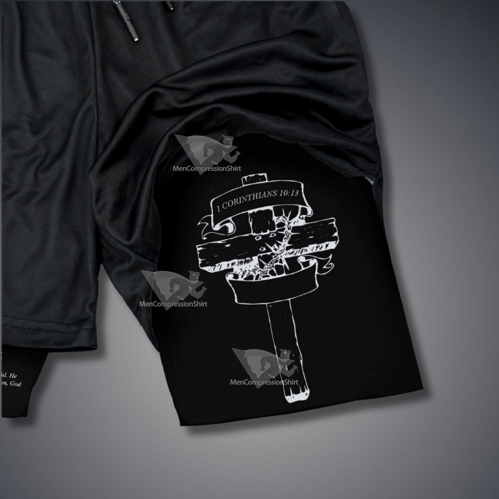 One Corinthians 10 13 Cross Performance Shorts-MensCompressionShirt
