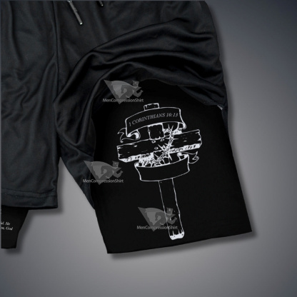 One Corinthians 10 13 Cross Performance Shorts-MensCompressionShirt