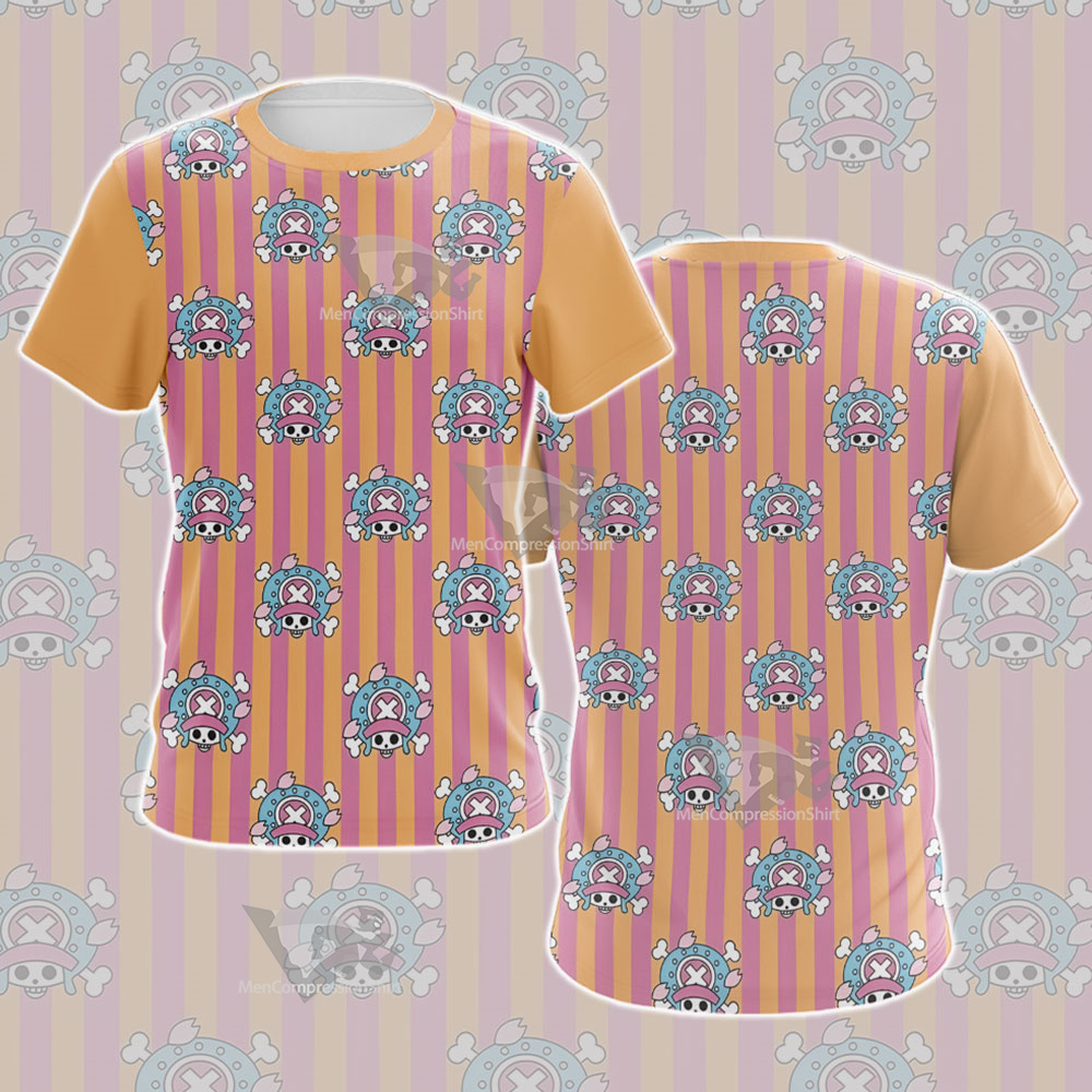 One Piece Chopper Skull Flag Pink Cosplay T-Shirt